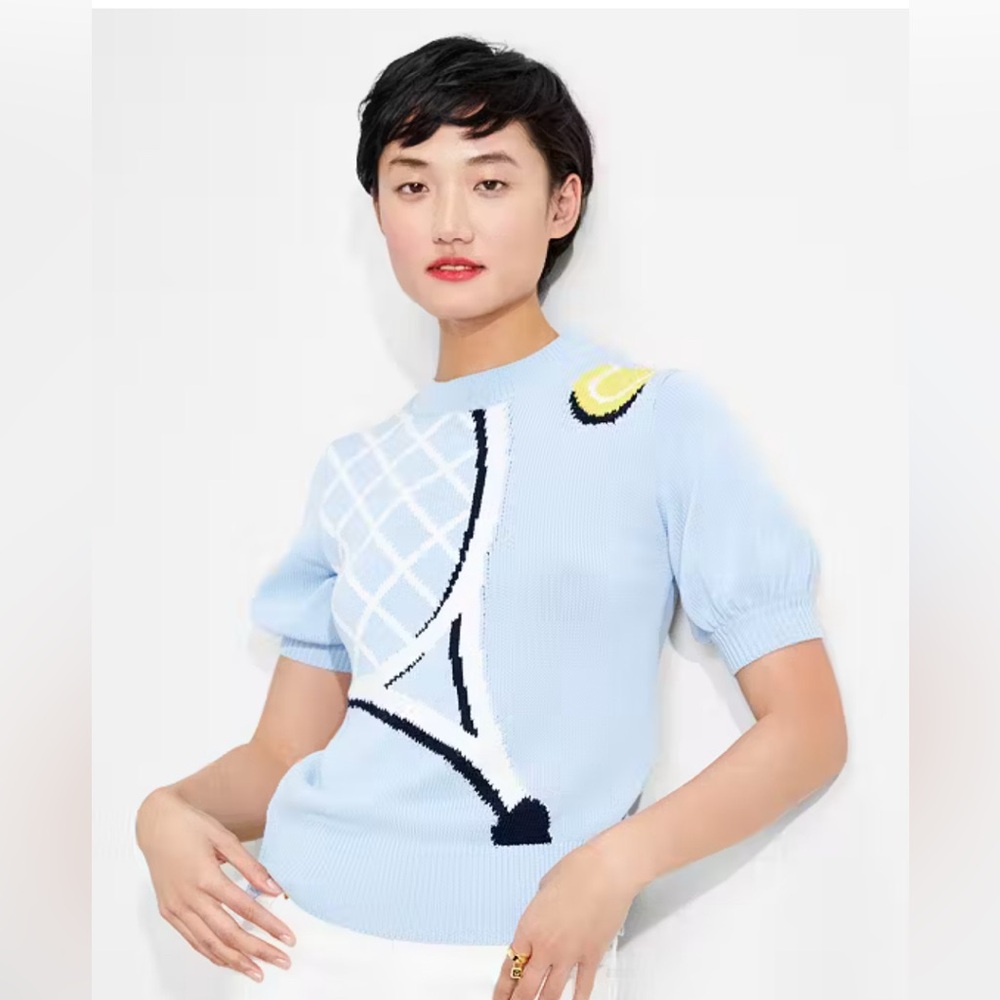 ♠️kate spade Game Set Match Tennis Racket Sweater